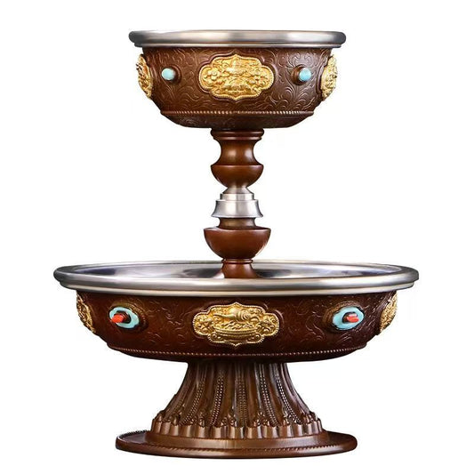 12cm Hui Bao brass ritual cup for Buddhist offerings, handcrafted to represent Tibetan Buddhist sacrificial implements culture and traditional Buddhist sacrificial items art.