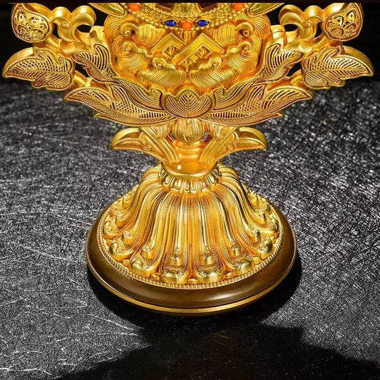 25cm sacred Eight Treasures Tibetan Buddhist altar set, handcrafted in the style of Tibetan Buddhist sacrificial implements culture and exquisite sacrificial items art.
