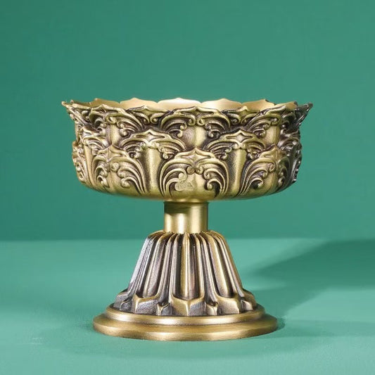 Handmade copper butter lamp for Tibetan Buddhist altar, lotus design, spiritual offering light, 5cm
