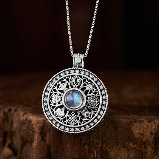 Eight Treasure Amethyst S925 Silver Pendant