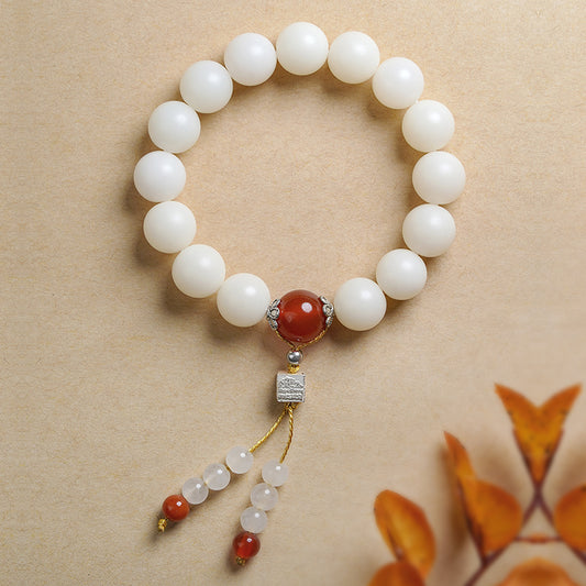 Tibetan-Buddhist Bodhi Root Mala | Red Agate Jewelry Art