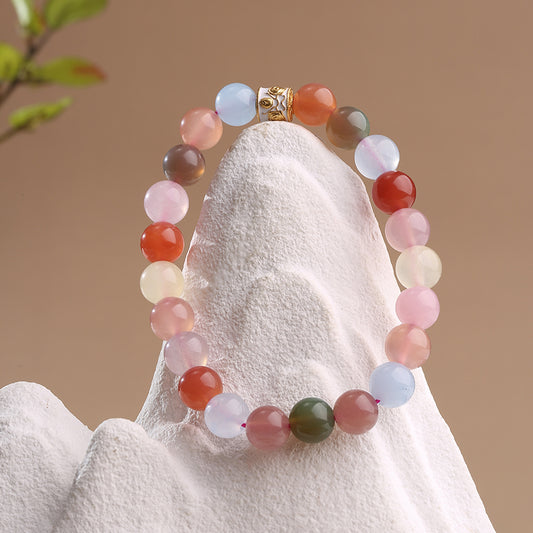 Handcrafted agate bracelet inspired by Tibetan Buddhist Jewelry Culture. Symbolizing balance, vitality, and spiritual protection, this artisanal Jewelry Art piece blends tradition and beauty