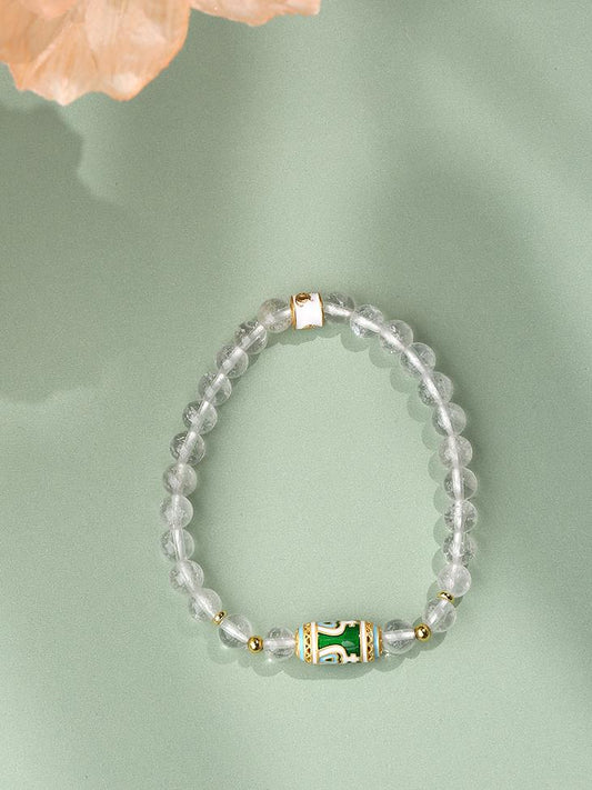 Discover the spiritual power of Tibetan Buddhist jewelry with this handcrafted white crystal copper bracelet. Made using traditional hand-painting techniques, this bracelet symbolizes tranquility and strength. Perfect for those seeking a meaningful accessory inspired by Tibetan Buddhist art and culture