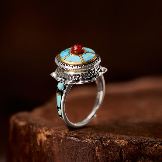 Rotatable Amitabha Turquoise Ring