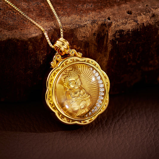 S925 Silver Amitabha White Crystal Pendant