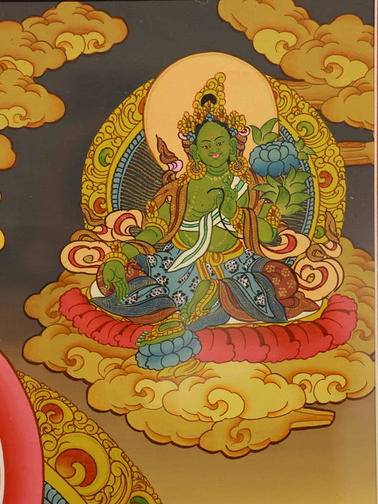 Tibetan Buddhist Yellow Dzambhala Thangka – Hand-painted on Canvas for Prosperity