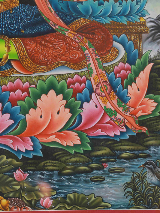 Tibetan Buddhist Green Tara Thangka in Newar style, crafted with mineral pigments on Thangka canvas.