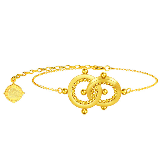 "Handmade Tibetan Buddhist 925 silver bracelet with 18K gold plating, featuring a mountain-water design symbolizing connection and friendship."