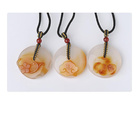 Handmade Tibetan Buddhist Agate Peace Lock Pendant Necklace – Symbol of Protection and Harmony