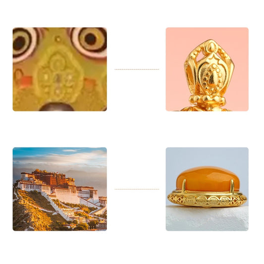 Handmade Wealth and Fortune Amber Necklace with 925 Silver in Tibetan Style