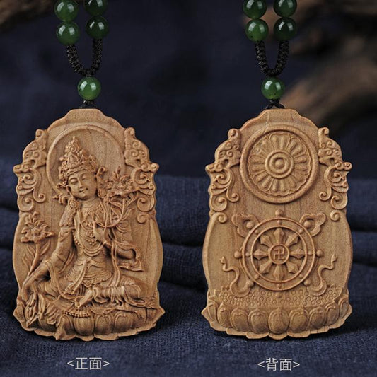 Handcrafted Tibetan Buddhist old sandalwood necklace with amber and silver beads, symbolizing serenity and devotion.