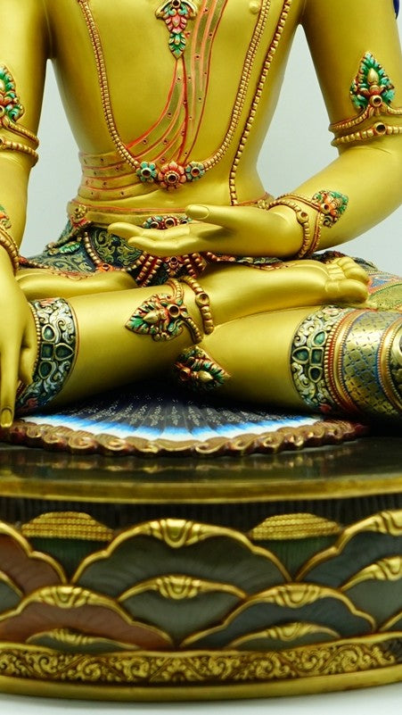 Handcrafted Tibetan Amitabha Buddha Statue – Gilded with Mineral Paint – Exquisite Buddhist Artwork for Sacred Spaces and Collectors