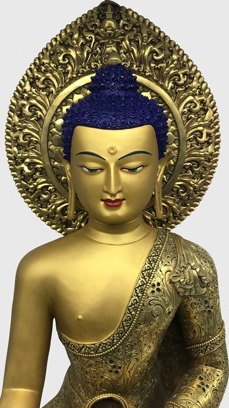 Handcrafted Tibetan Amitabha Buddha Statue – Gilded with Mineral Pigments – Ideal for Meditation and Spiritual Practice Spaces