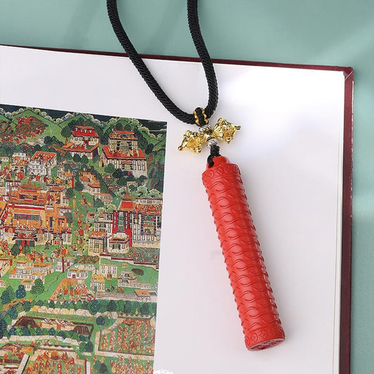 Unique Tibetan Buddhist Authority Staff Pendant with Handcrafted Tian Zhu and Agate Beads