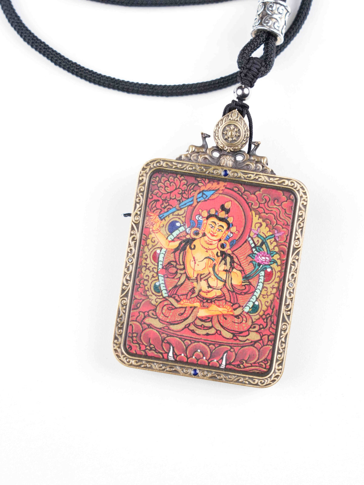 Traditional Tibetan Buddhist Mandala thangka painting featuring Astamangala symbols, meticulously crafted with natural pigments on cotton canvas.