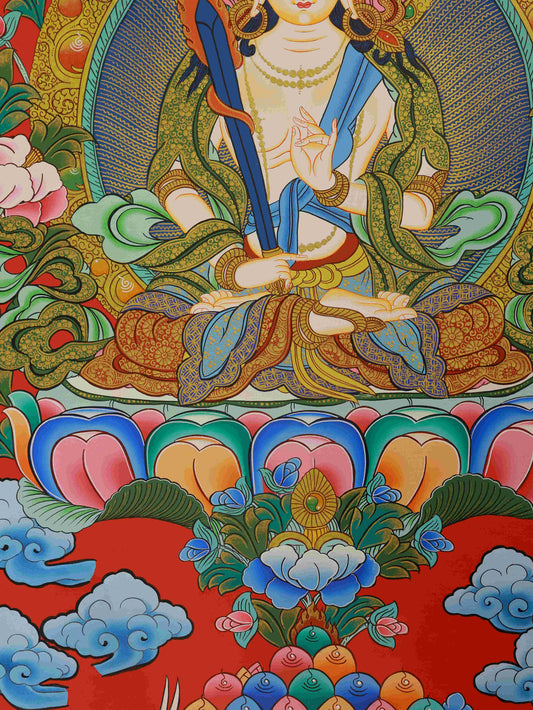 Tibetan Buddhist Vajra Space Bodhisattva Thangka – Hand-painted Tibetan Thangka representing infinite compassion.