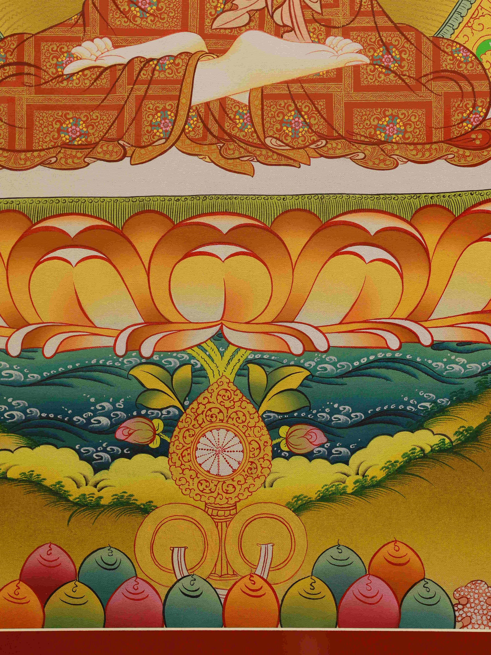 Sacred Shakyamuni Buddha Thangka symbolizing peace, mindfulness, and spiritual awakening.