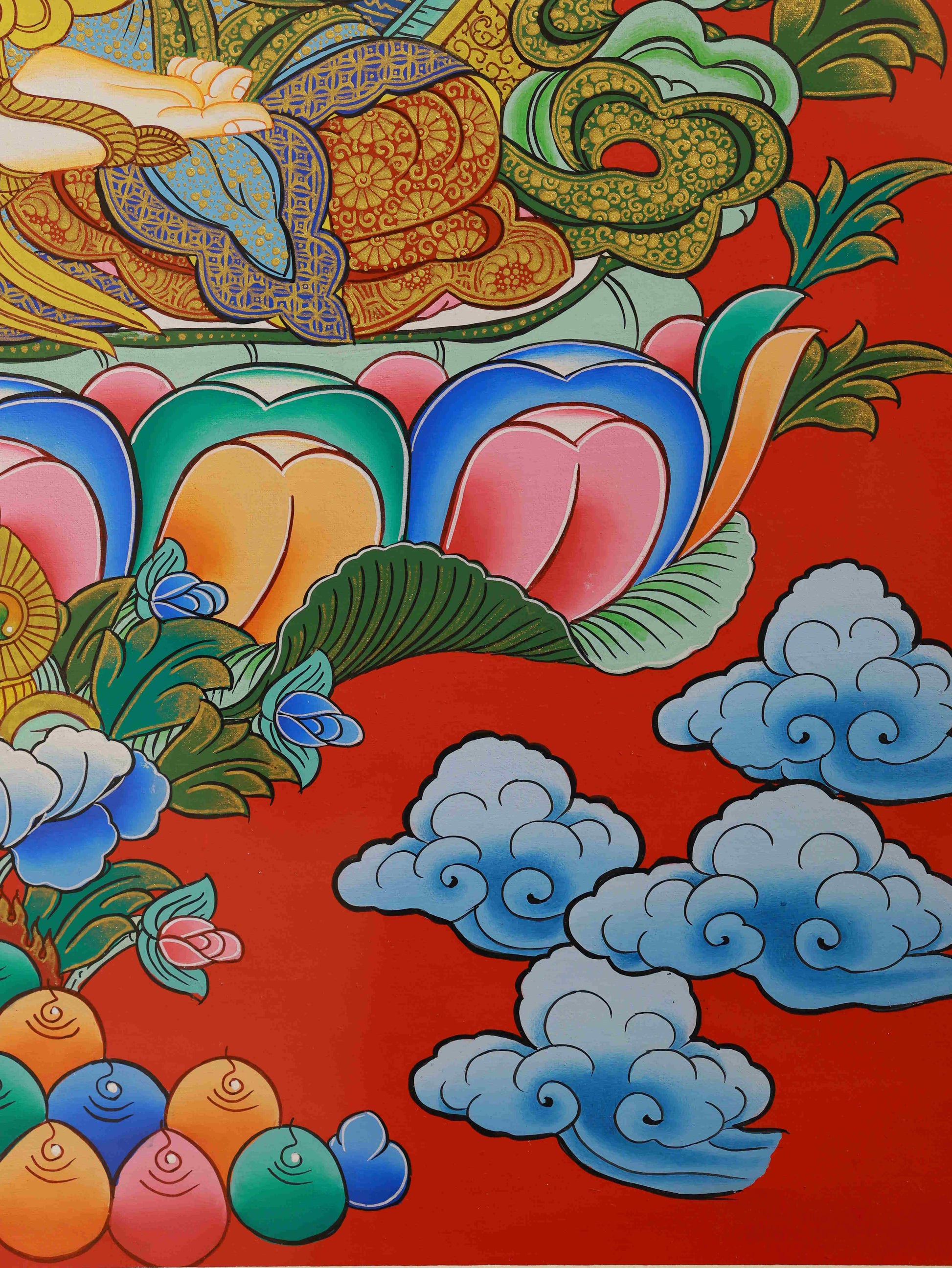 Hand-painted Tibetan Thangka of Akasagarbha Bodhisattva – Sacred artwork symbolizing knowledge and virtue.