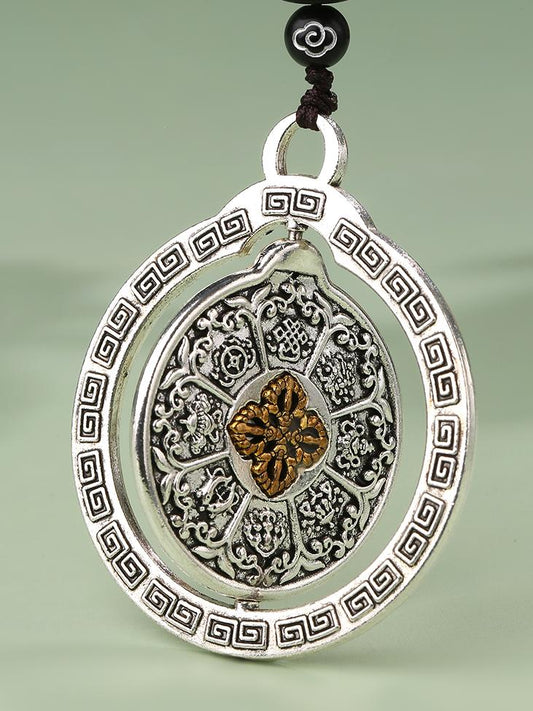 Handcrafted Tibetan Buddhist copper Bagua talisman pendant, representing harmony, energy flow, and ancient wisdom.