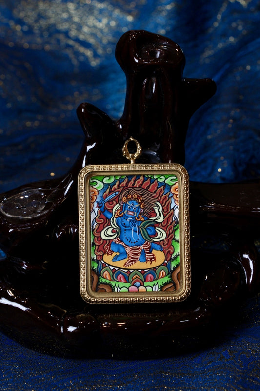 Fudo Myoo Thangka Pendant, a powerful symbol of immovable strength and protection in Tibetan Buddhism.