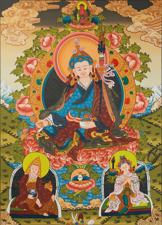 Guru Rinpoche Vajra Master Thangka symbolizing fearlessness and spiritual realization