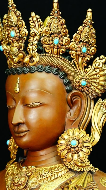 Half-body Dipankara Buddha statue, Tibetan Buddhist statues handcrafted with mineral pigments, Buddha Statue-Art symbolizing wisdom, enlightenment, and spiritual guidance