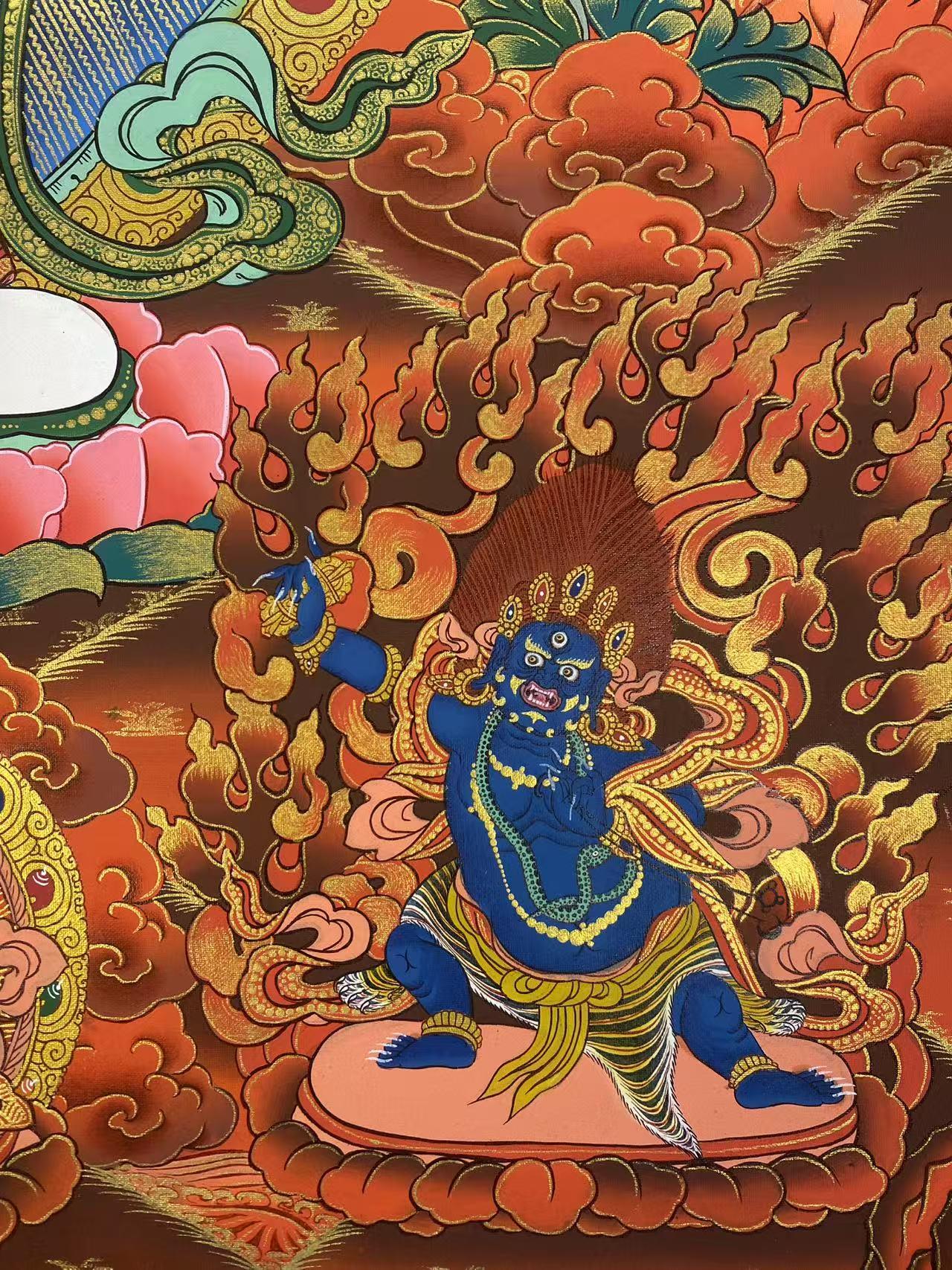 Avalokiteshvara Thangka Art | Traditional Tibetan Buddhist Painting with Mineral Colors & Gold Detailing