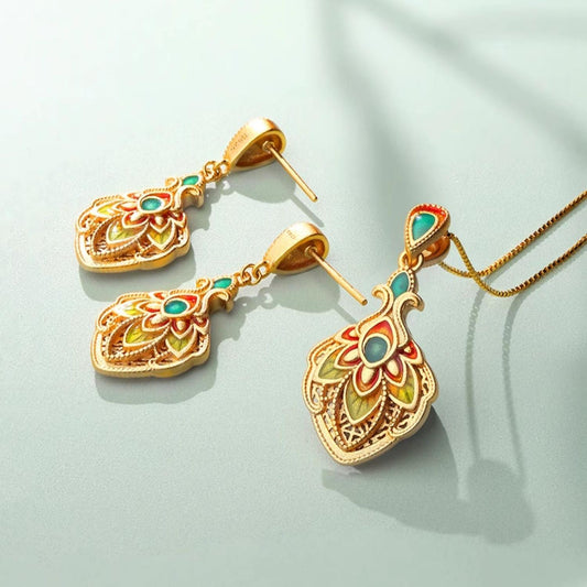 Tibetan Buddhist Fanjing Fenghua pendant crafted in sterling silver, representing elegance and spiritual harmony.