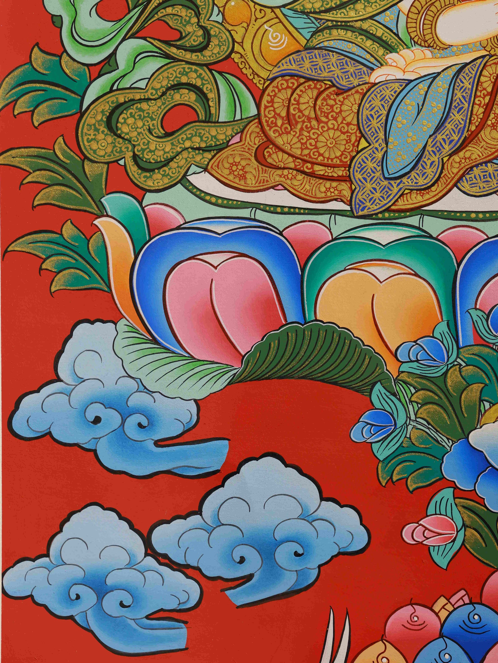Akasagarbha Tibetan Thangka – Handmade spiritual art to cultivate clarity, compassion, and prosperity.