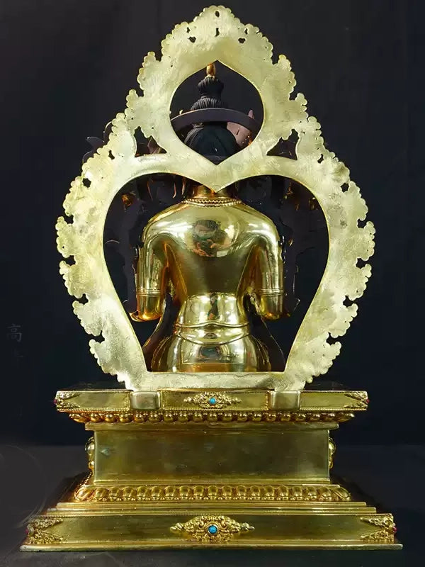 Jampa Future Buddha hand-painted brass statue, handcrafted Tibetan Buddhist statues artwork, meaningful Buddha Statue Art for peace and blessings.
