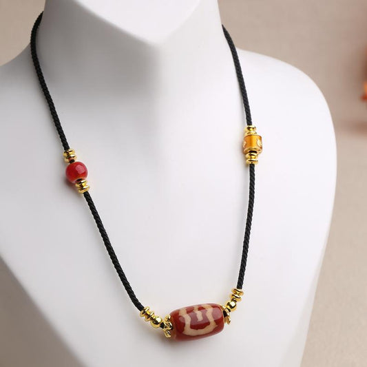 Handmade Garuda Dzi Bead Protection Pendant made from Agate and Glass