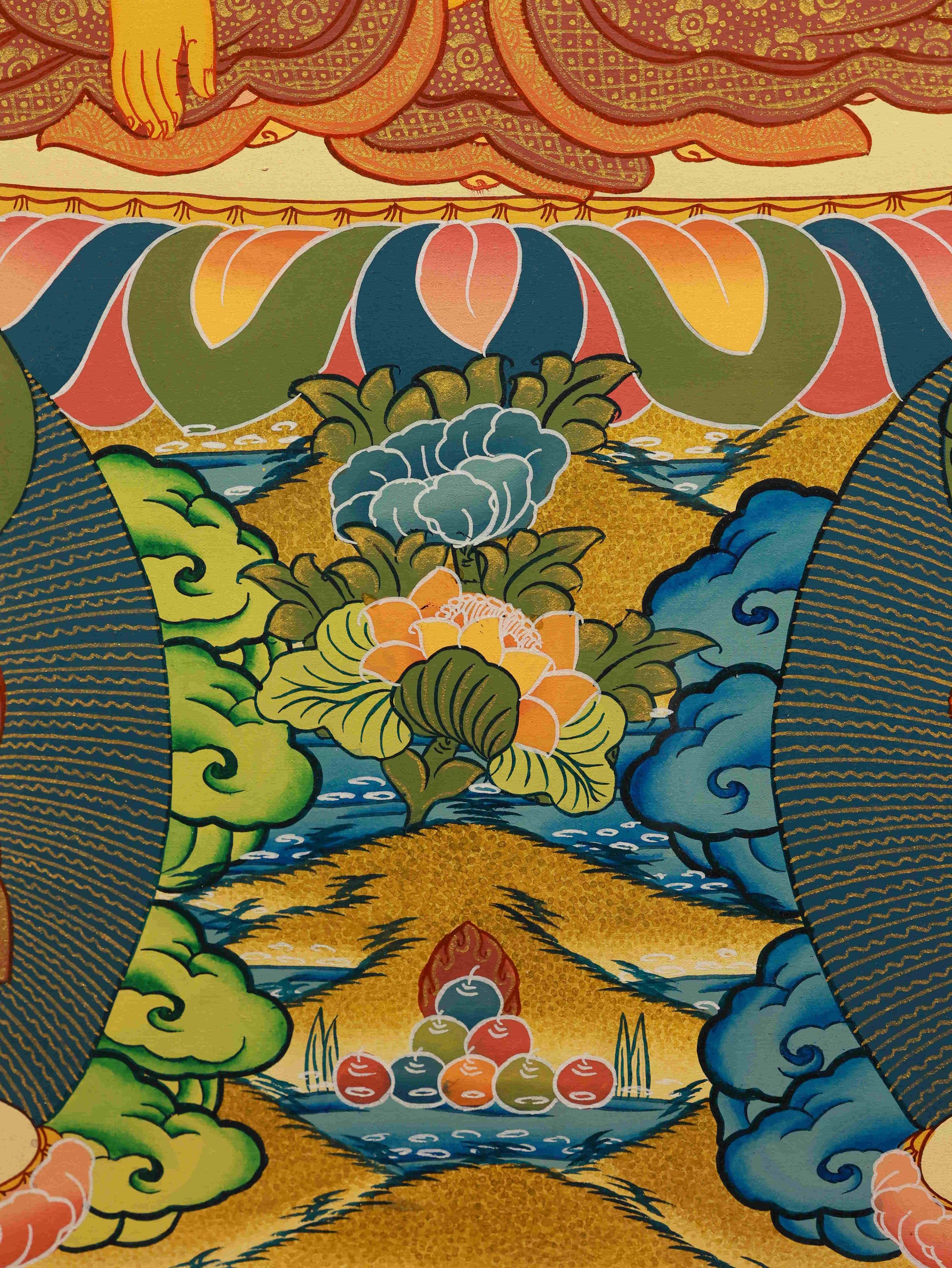 Handmade Shakyamuni Buddha Thangka on canvas, representing wisdom and compassion.