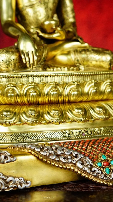 Handmade Shakyamuni Buddha statue art, Tibetan Buddhist statues crafted with mineral pigments, authentic Buddha Statue-Art for shrine display