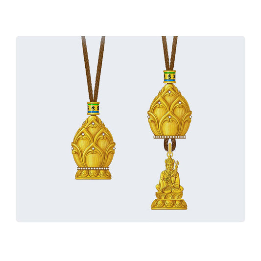 Tibetan Buddhist Padmasambhava lotus pendant symbolizing enlightenment and blessings.