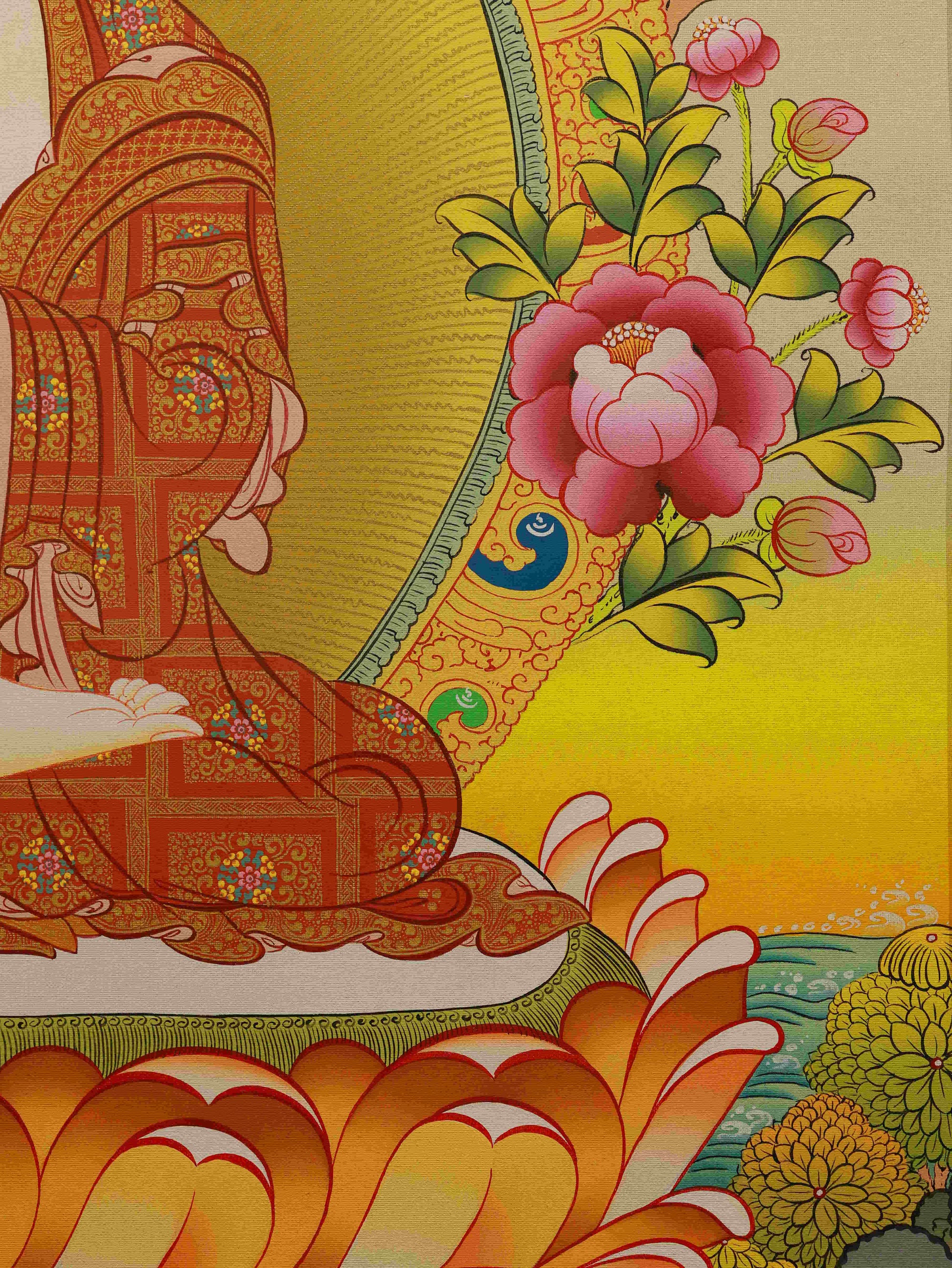 Authentic Tibetan Buddhist Thangka of Shakyamuni Buddha for meditation and devotion.