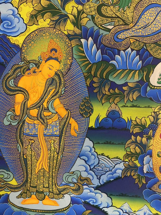 Tibetan Buddhist Green Tara Thangka – Hand-Painted with Natural Mineral Pigments, Traditional Sacred Art