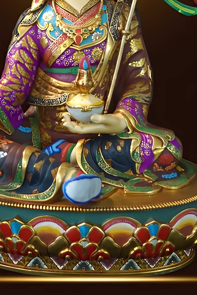 Lotus-born Master Padmasambhava handcrafted brass statue, Tibetan Buddhist statues and Buddha Statue Art symbolizing blessings and wisdom.