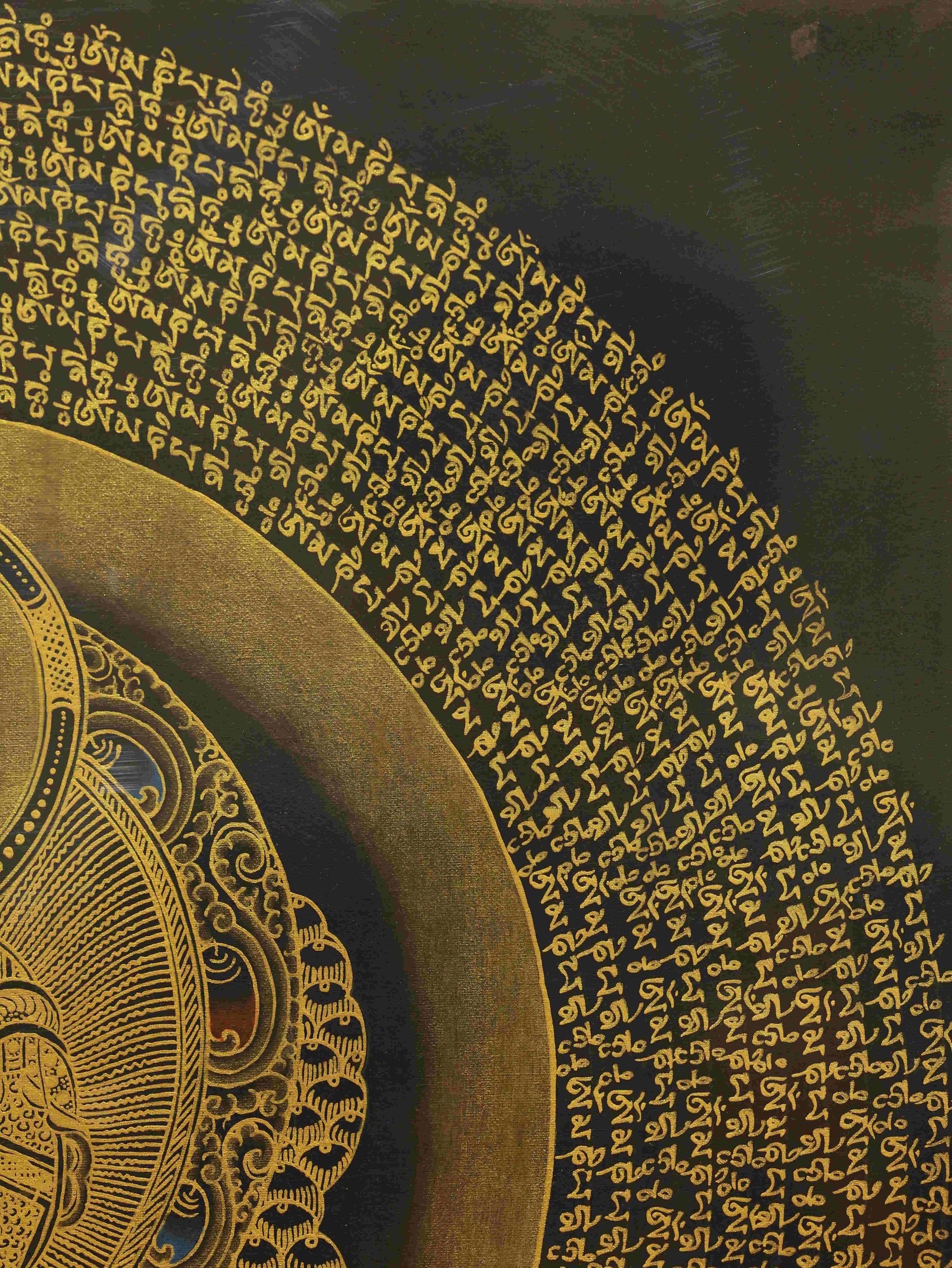 Traditional Tibetan Medicine Buddha Thangka painting handcrafted by skilled artisans.