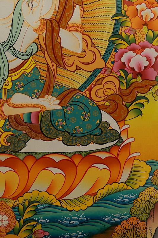 Tibetan Buddhist Samantabhadra Bodhisattva Thangka, handmade with mineral pigments on canvas.