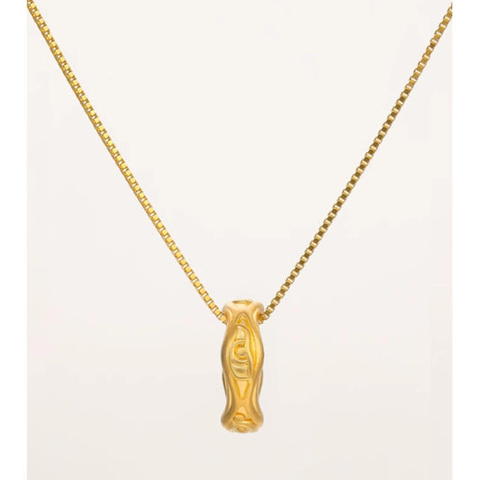 Tibetan Buddhist 24K gold all-seeing eye necklace symbolizing wisdom, clarity, and protection.