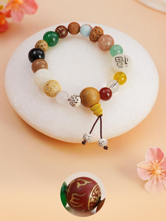 Tibetan-Buddhist Bodhi Eighteen Beads bracelet featuring incense-ash bead and artisanal spiritual construction.