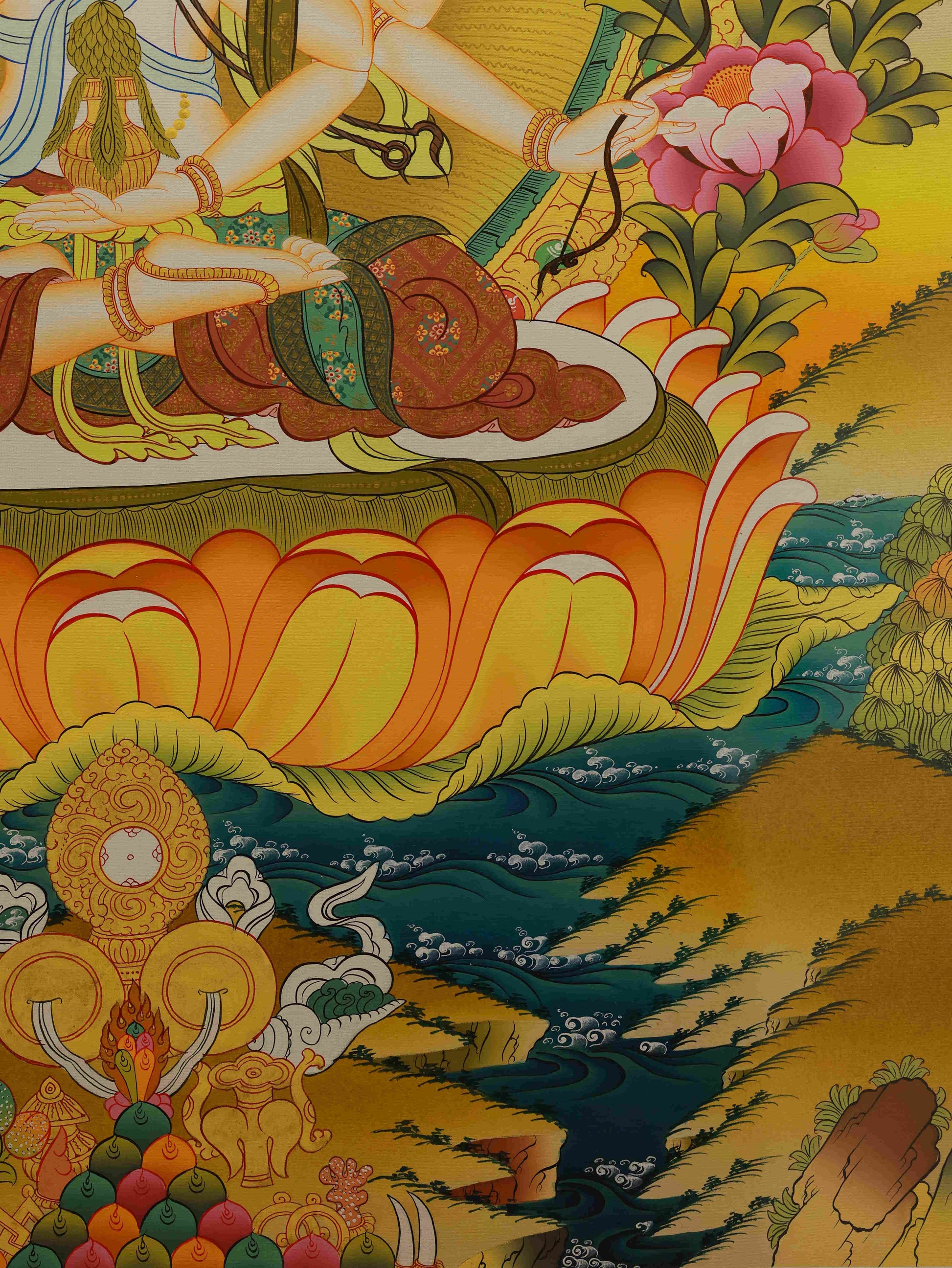 Eight-Armed Victorious Goddess Ushnishavijaya Tibetan Thangka Painting – Traditional Buddhist Artwork