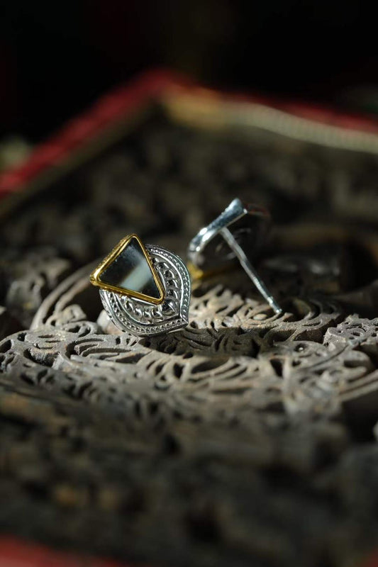 "Handmade Tibetan Buddhist Mount Meru Lotus Earrings in S925 Silver - Unique Spiritual Jewelry"