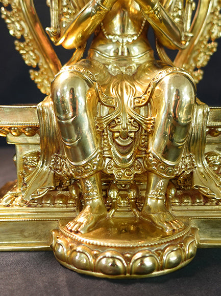 Future Buddha Jampa painted brass statue, handcrafted Tibetan Buddhist statues, sacred Buddha Statue Art symbolizing harmony and enlightenment.