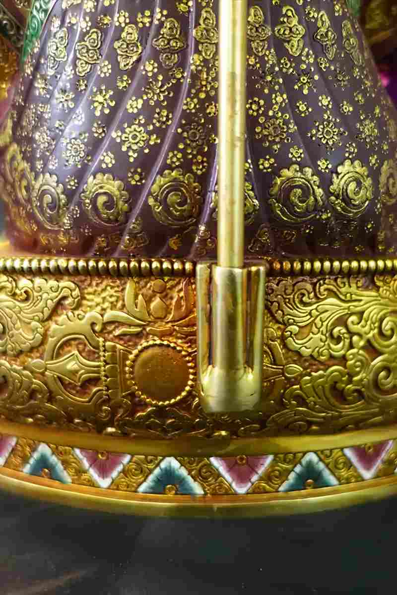 Hand-painted Padmasambhava Statue in brass, traditional Tibetan Buddhist statues artwork, sacred Buddha Statue Art for meditation and devotion.