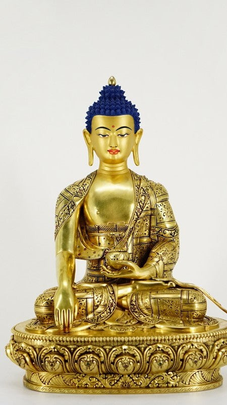Handmade Shakyamuni Buddha statue in Tibetan Buddhist tradition, mineral pigment painting, fine Buddha Statue-Art decor