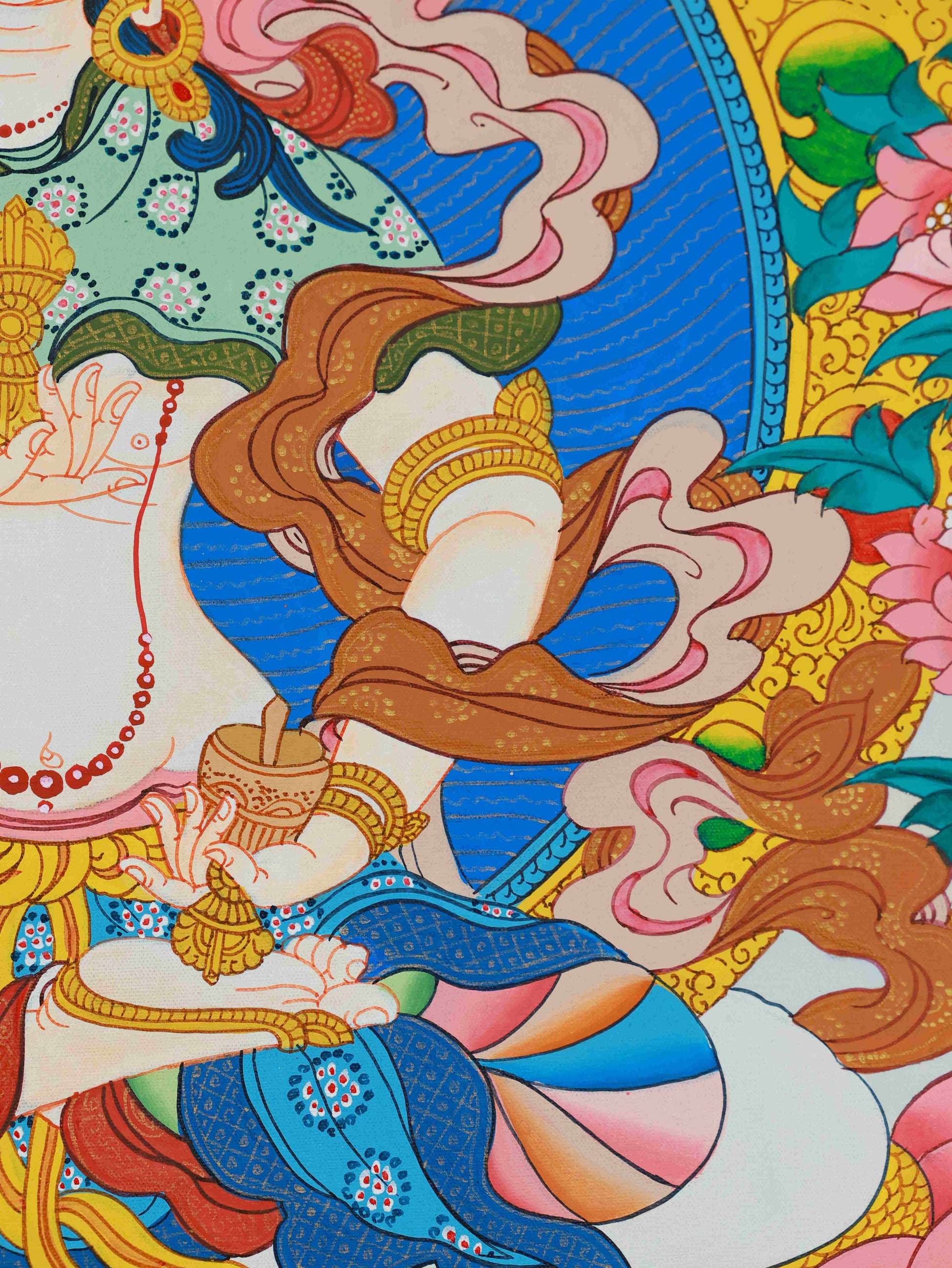 Hand Painted Vajrasattva Thangka - Tibetan Buddhist Purification Art