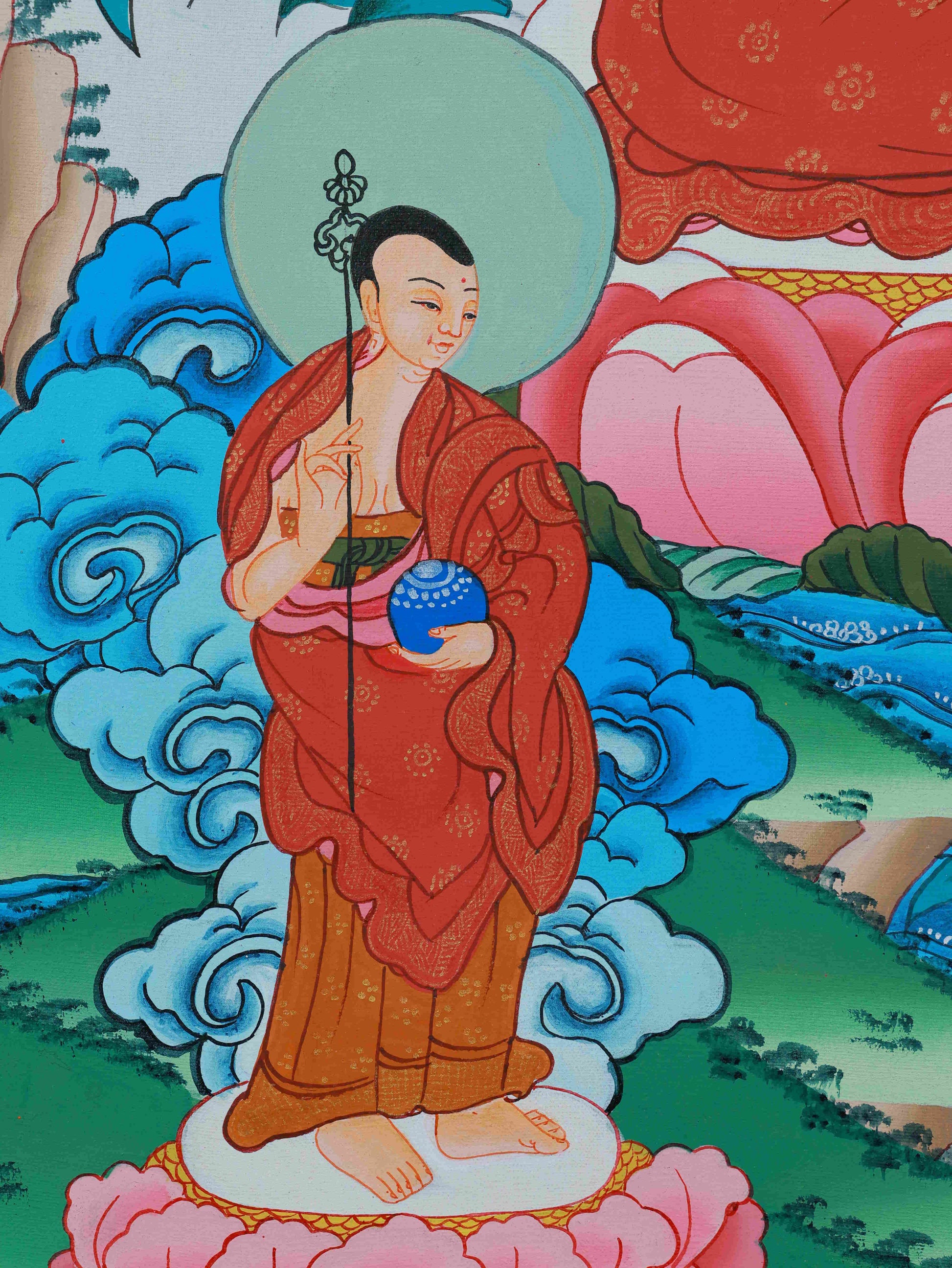 Medicine Buddha Thangka on fine Thangka canvas, hand-painted, perfect for home, shrine, or cultural display.