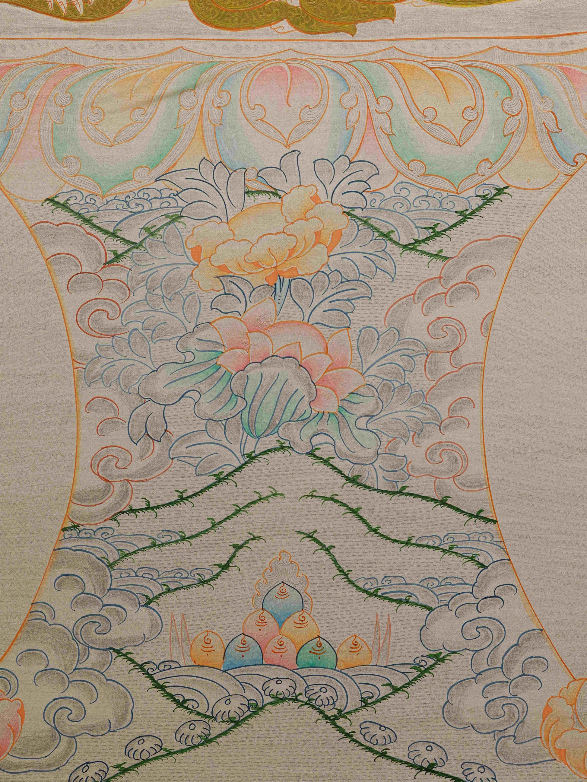 Handcrafted Silver Foil Thangka Art – Tibetan Shakyamuni Buddha for Meditation