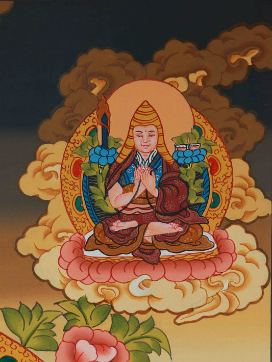 Tibetan Thangka painting of White Tara, crafted with mineral pigments for spiritual protection and healing.